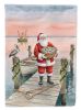 Fishing Santa Claus with Oysters Christmas House Flag Large Porch Sleeve Pole Decorative Outside Yard Banner Artwork Wall Hanging, Polyester