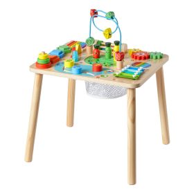 Montessori Activity Table for Toddler 1-3 Years Old, 13 in 1 Wooden Learn Activity Desk, Baby Play Table for Boys & Girls Aged 6+ Months