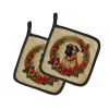 Bullmastiff Christmas Flowers Pair of Pot Holders Kitchen Heat Resistant Pot Holders Sets Oven Hot Pads for Cooking Baking BBQ, 7 1/2 x 7 1/2