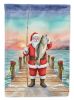 Fishing Santa Claus with Speckled Trout Christmas House Flag Large Porch Sleeve Pole Decorative Outside Yard Banner Artwork Wall Hanging, Polyester