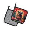 Fawn Pug Christmas Pair of Pot Holders Kitchen Heat Resistant Pot Holders Sets Oven Hot Pads for Cooking Baking BBQ, 7 1/2 x 7 1/2