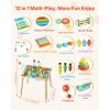 Montessori Activity Table for Toddler 1-3 Years Old, 13 in 1 Wooden Learn Activity Desk, Baby Play Table for Boys & Girls Aged 6+ Months