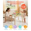 Montessori Activity Table for Toddler 1-3 Years Old, 13 in 1 Wooden Learn Activity Desk, Baby Play Table for Boys & Girls Aged 6+ Months